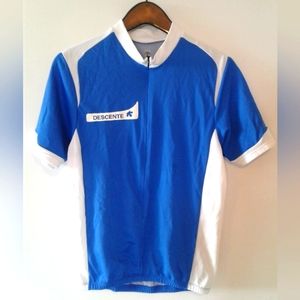 DESCENTE 3/4 Zip Cycling Jersey Men's Size Large Blue Bicycle Bikes
